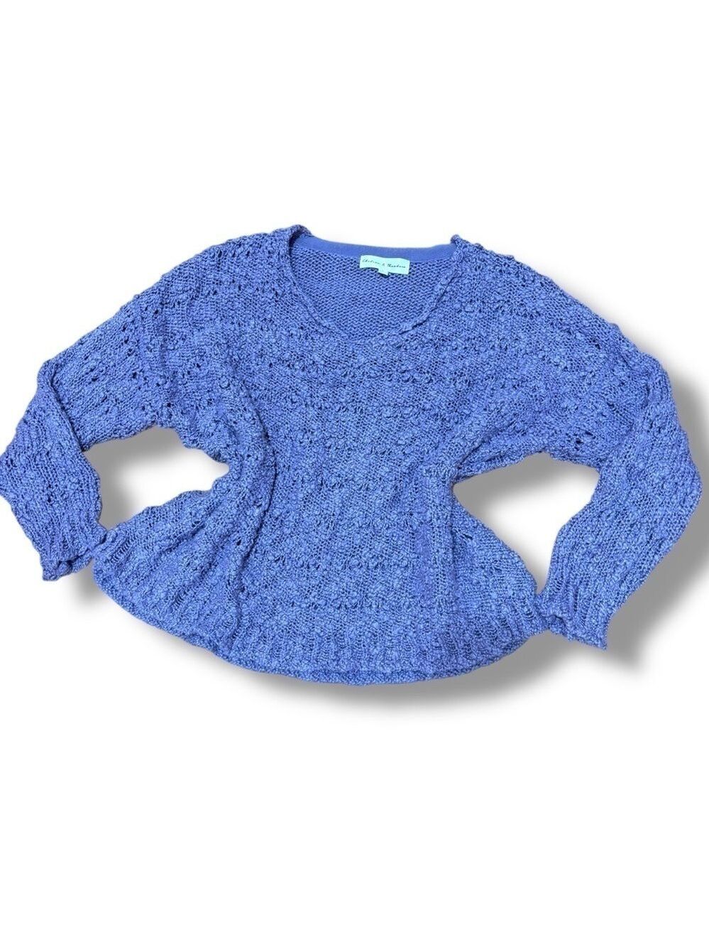 Chelsea & Theodore Lilac Purple V Neck Chunky Knit Pullover Sweater - Large